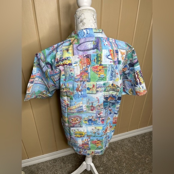 Chestnut Brand Men's Small Button Up Camp Shirt Carnival Theme Art Work NWOT - Picture 2 of 4